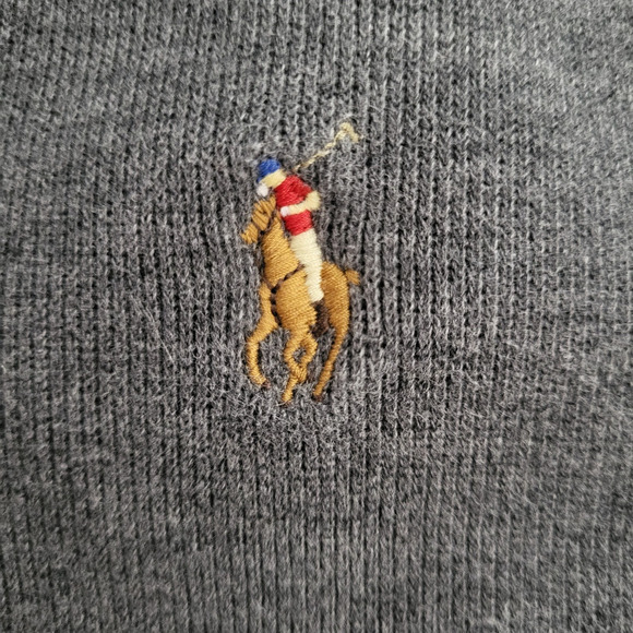 POLO RALPH LAUREN Estate Rib 1/4 Zip Sweater Men's Large Gray Flesh Pony Preppy - Picture 4 of 11